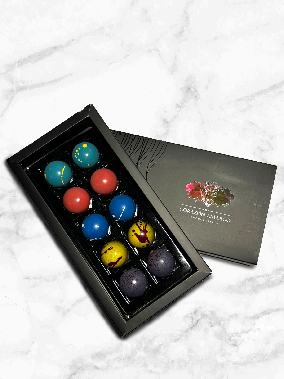 Caja de 10 chocolates artesanales rellenos