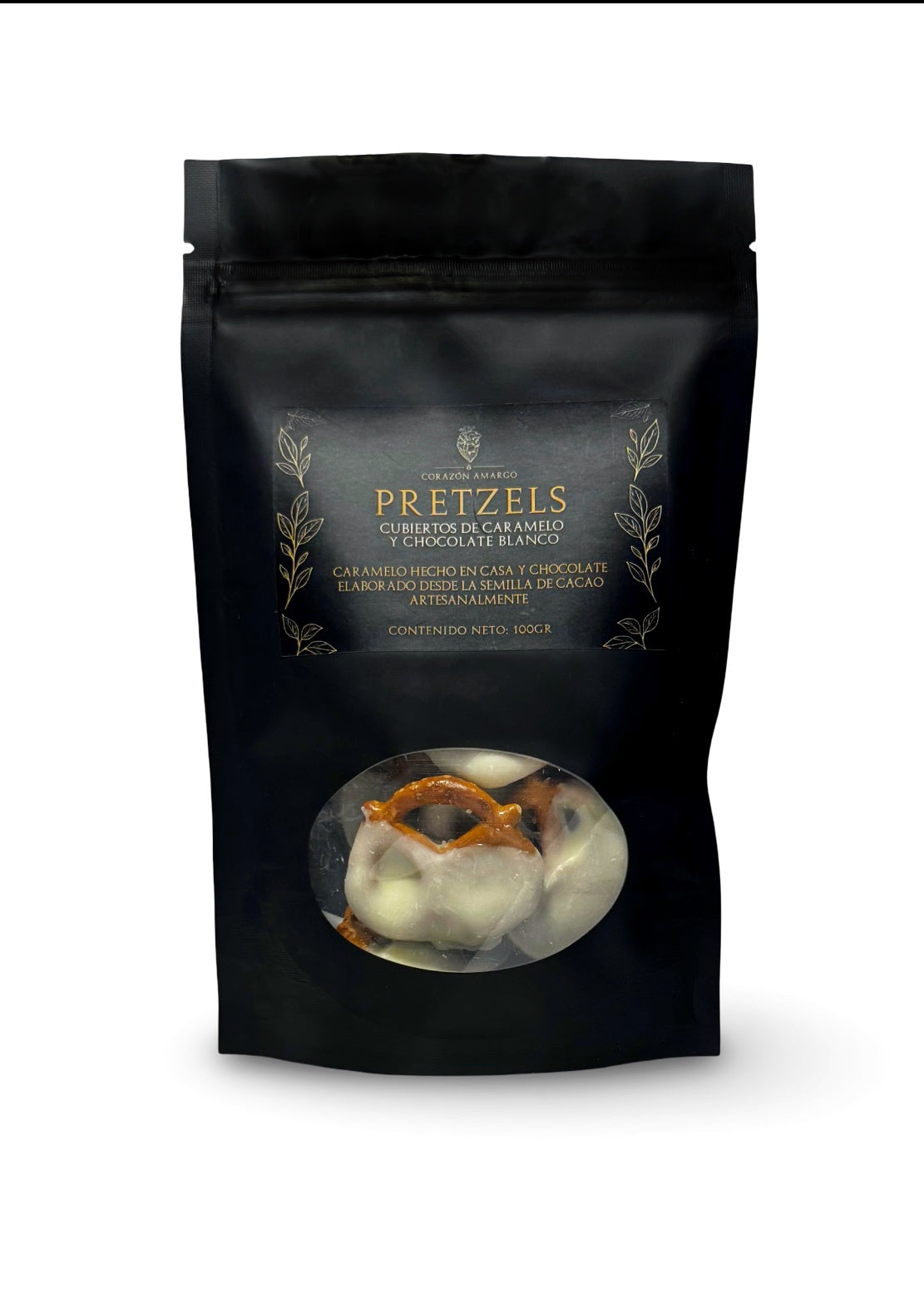 Pretzels Cubiertos de Chocolate Blanco o Amargo | Corazón Amargo